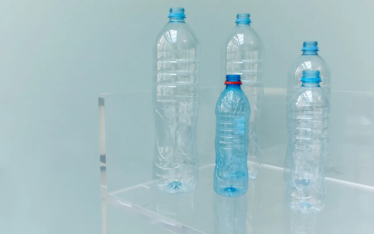 Clear PET plastic bottles of different sizes
